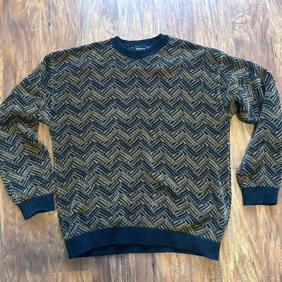 Claiborne Sweaters - Vintage Claiborne Chevron Print Multicolored Long Sleeves Pullover Sweater Large